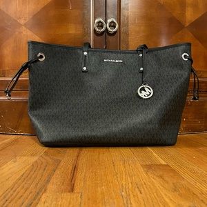Michael Kors Black MK Print Tote Bag